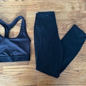 Nike Dri-FIT Leggings XXS + Hanes Sport Sports Bra XS Black Activewear Set